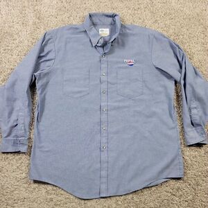 Vintage Pepsi Work Shirt Mens 18.5 XL-2XL Blue Long Sleeve Button Up Riverside